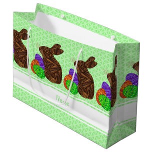 Z Brown Easter Bunny Colourful Personalized Large Gift Bag