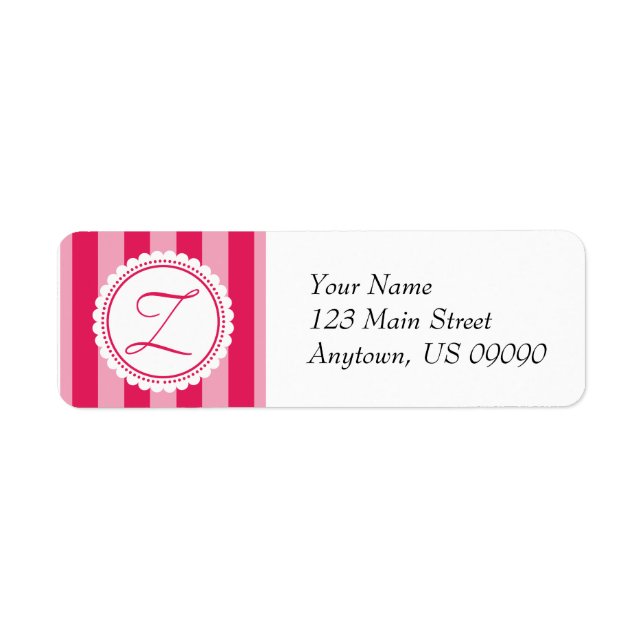 Z Candy Striper Monogramme Étiquettes de adresse f (Devant)