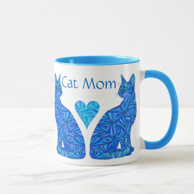 Z Custom Cat Mom Abstract Sitting Cats Cup (Right)