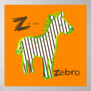 'Z est pour zèbre' affiche numérique de peinture
