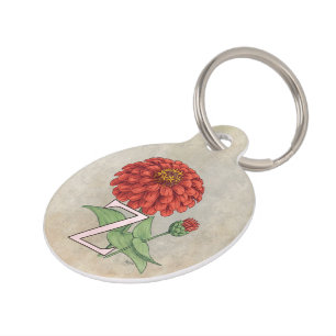 Z for Zinnia Flower Alphabet Monogram Pet Tag