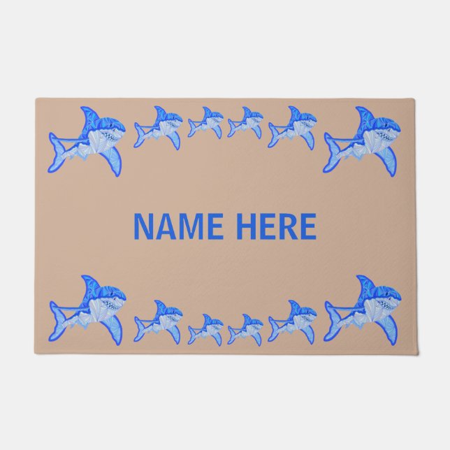 Z Great White Shark Colourful Sea Animal Doormat (Front)