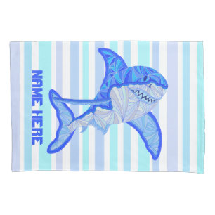 Z Great White Shark Colourful Sea Stripes Pillowcase