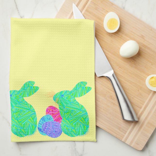 Z Green Easter Bunny Fête de Vacances Serviette de (Quart Plié)