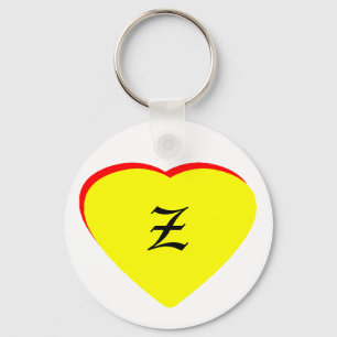 "Z" Heart Yellow Red Wedding Invitation The MUSEUM Keychain