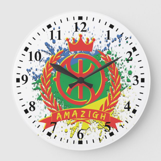 Z IMAZIGHEN SUR LES COULEURS AMAZIGH LARGE CLOCK (Front)