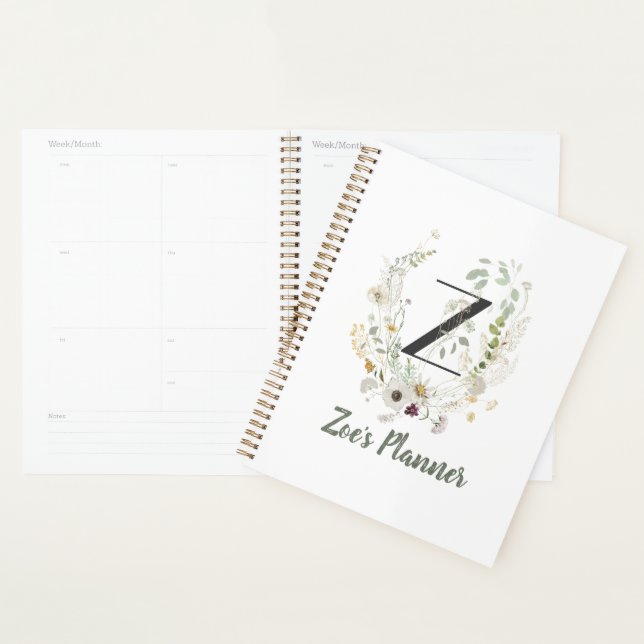 Z initial avec fleur de couleur douce (Devant avec enveloppe)