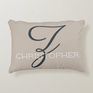 Z Initial Calligraphy Name Taupe Tan Neutral Chic Accent Pillow