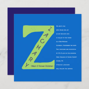 Z Initial Collection Bar Bat Mitzvah Invitation