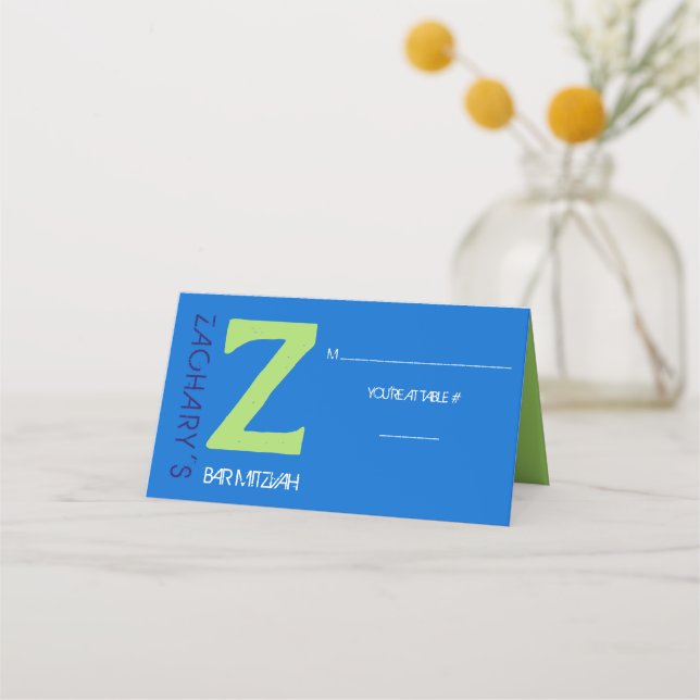 Z INITIAL COLLECTION Bar Mitzvah Seating Escort Place Card (Front)