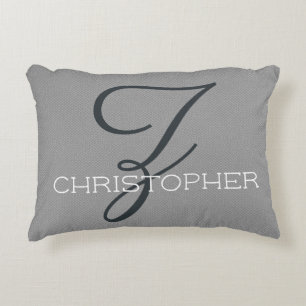 Z Initial Personalized Name Black White Grey Accent Pillow