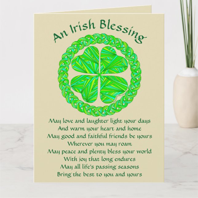Z Irish Blessing Celtic Shamrock Card (Front)