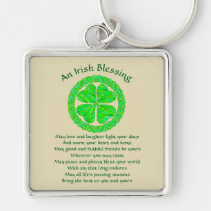 Z Irish Blessing Celtic Shamrock Keychain