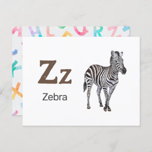 Z is for Zebra - Alphabet Flash Card