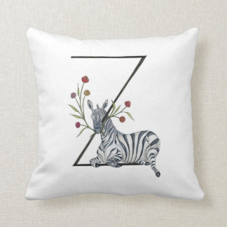 Z is for Zebra and Zinnia Pillow! Throw Pillow