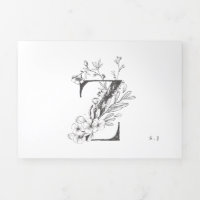 'Z' Monogram Beautiful Sketched Floral Wedding