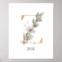 Z Monogram Floral Personalized Poster