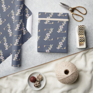 Z Monogram Floral Wrapping Paper