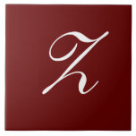 Z Monogram Initial White on Dark Red Tile<br><div class="desc">Classic White Letter Monogram on Dark Red Background,  Z.</div>