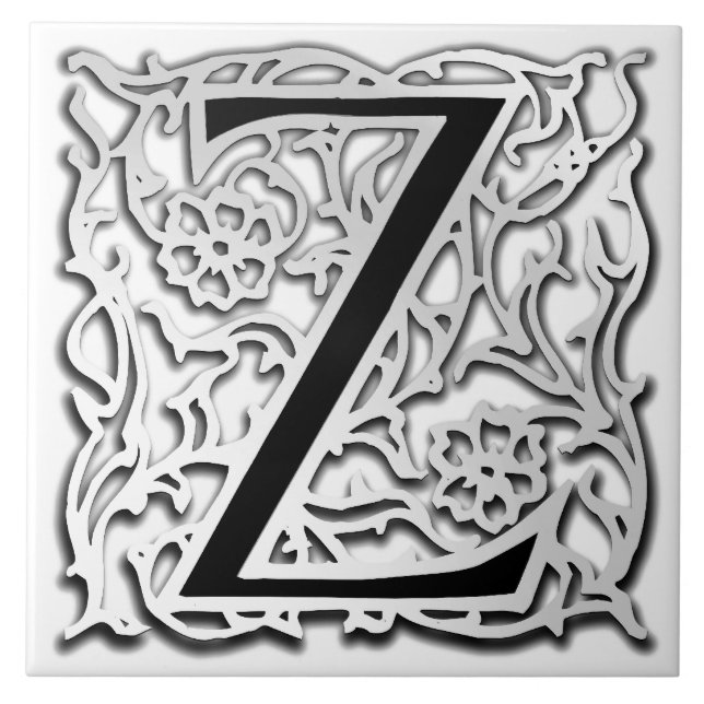 Z Monogram "Silver Besque" Ceramic Tile (Front)