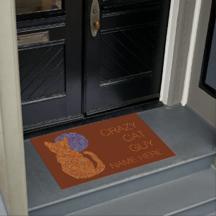 Z Orange Cat And The Moon Cat Lover Kitten Feline Doormat