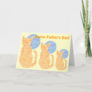 Z Orange Cat And The Moon Funny Fathers Day Card