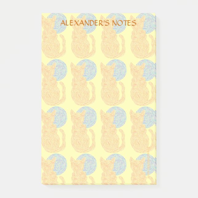 Z Orange Cat And The Moon Pattern Cat Lover Custom Post-it Notes (Front)