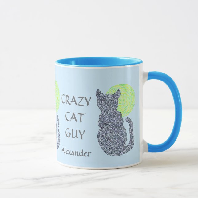 Z Personalize This Fun Crazy Cat Guy Coffee Cup (Right)