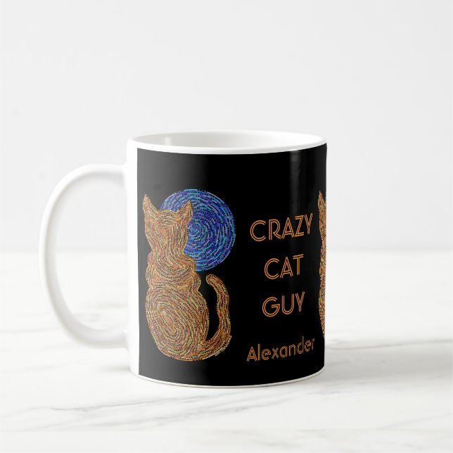 Z Personalize This Fun Crazy Cat Guy Coffee Cup (Left)