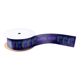 Z Purple Coyote Wolf Colourful Southwestern Design Satin Ribbon