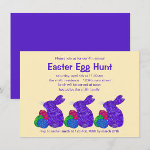 Z Purple Easter Bunny Easter Egg Hunt Party Invitation