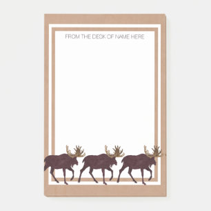 Z Rustic Moose Faux Leather-Look Home Office Post-it Notes