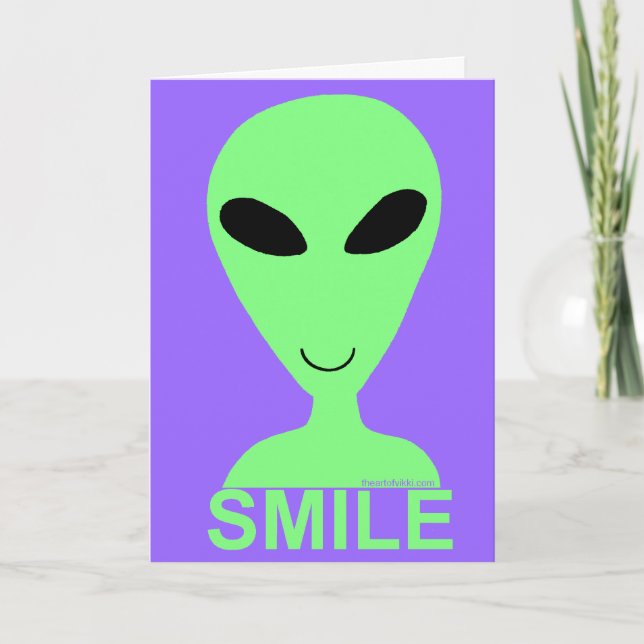 Z Smile It's Your Birthday Happy Alien Greeting Card (Front)