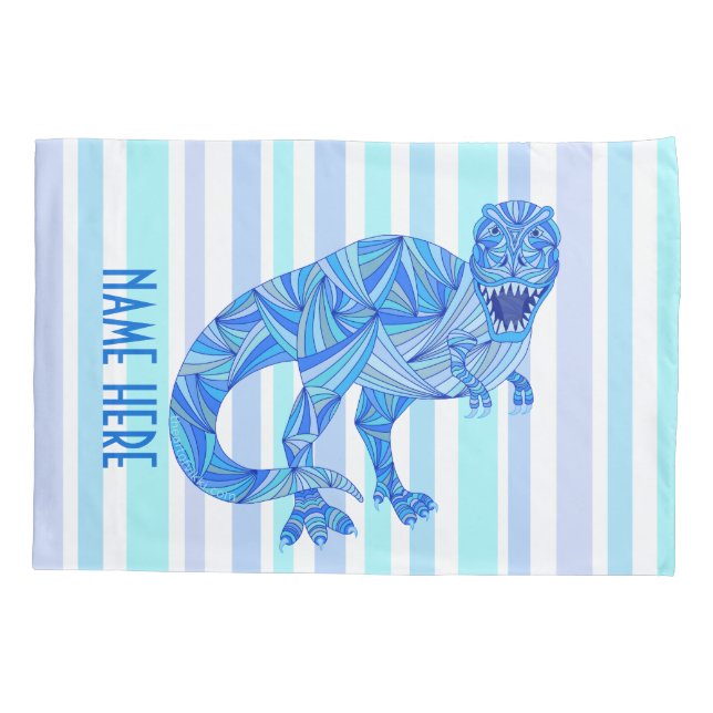 Z T-Rex Dinosaur Colourful Prehistoric Stripes Pillowcase (Back)