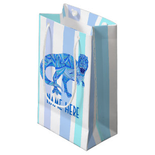 Z T-Rex Dinosaur Colourful Prehistoric Stripes Small Gift Bag