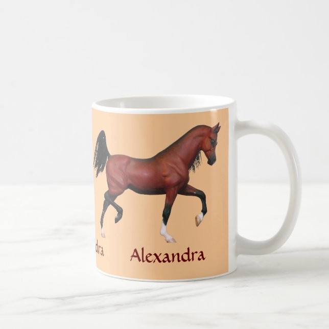 Z Trotting Bay Horse Lover Personalized Coffee Mug (Right)