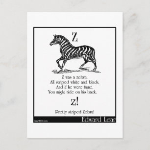 Z was a zebra postcard