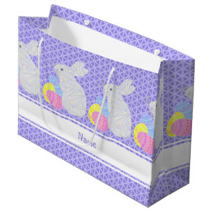Z White Easter Bunny Colourful Personalized Large Gift Bag