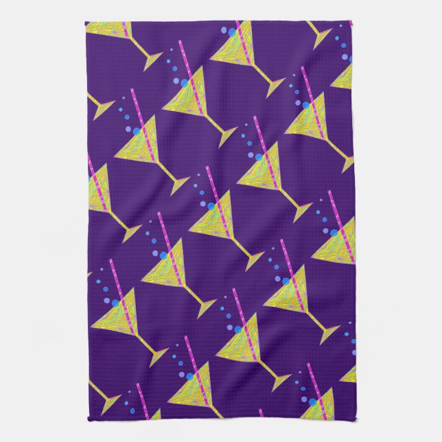 Z Yellow Abstract Happy Hour Cocktail Party Kitchen Towel (Vertical)