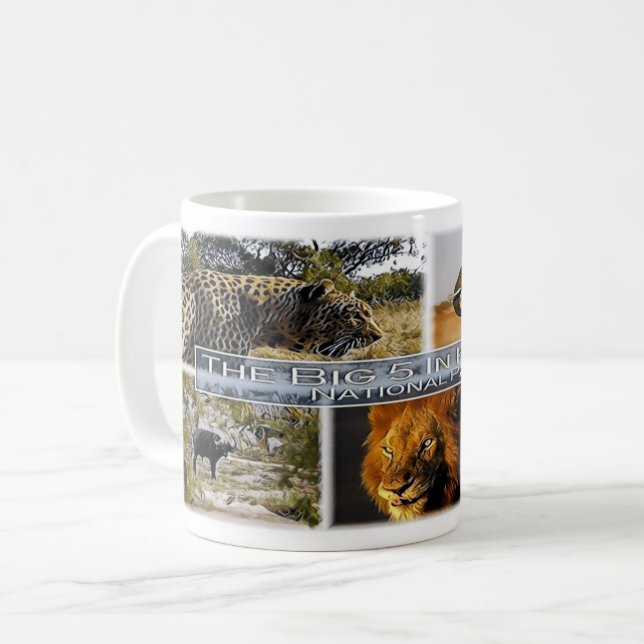 ZA * SOUTH AFRICA -  THE BIG 5 in KRUGER N. P. Coffee Mug (Front Left)