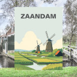 Zaandam, Netherlands Windmills Travel Vintage Postcard<br><div class="desc">Step into the picturesque charm of the Dutch countryside with this vintage postcard featuring the iconic windmills of Zaandam. These historic windmills, set against lush green fields and tranquil waterways, capture the essence of traditional Dutch life. With its retro-style design, this postcard invites you to explore the timeless beauty and...</div>