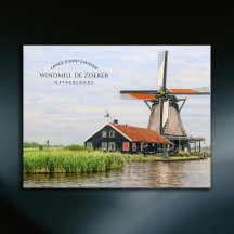 Zaanse Schans Windmill Watercolor Dutch Heritage