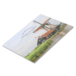 Zaanse Schans Windmill Watercolor Dutch Heritage Notepad