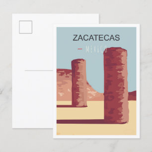 Zacatecas Mexico Art Vintage Travel Illustration Postcard