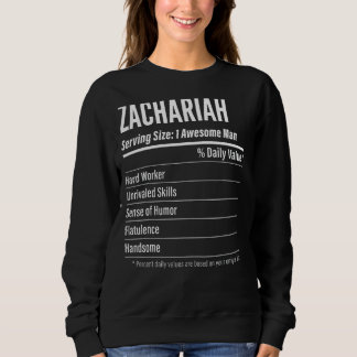 Zachariah Serving Size Nutrition Label Calories Sweatshirt