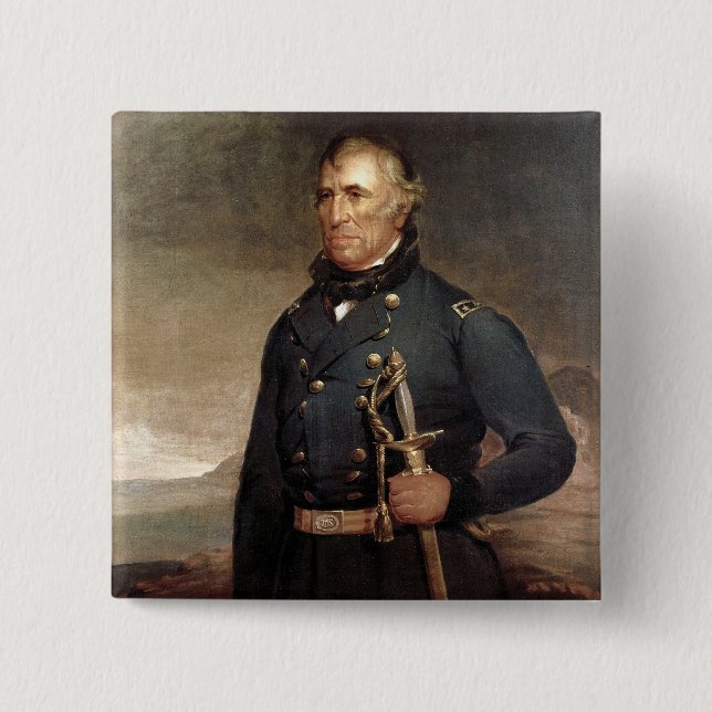 Zachary Taylor 2 Inch Square Button (Front)