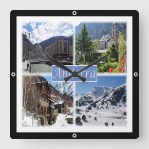 zAD003 ANDORRA, La Vella, mosaic, Square Wall Clock