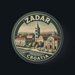 Zadar Croatia Illustration Travel Art Badge 2 Inch Round Button<br><div class="desc">Zadar retro vector travel design. Zadar,  a city on Croatia’s Dalmatian coast,  is known for the Roman and Venetian ruins of its peninsular Old Town.</div>
