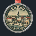 Zadar Croatia Illustration Travel Art Badge Metal Ornament<br><div class="desc">Zadar retro vector travel design. Zadar,  a city on Croatia’s Dalmatian coast,  is known for the Roman and Venetian ruins of its peninsular Old Town.</div>