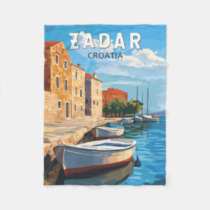Zadar Croatia Travel Art Vintage Fleece Blanket
